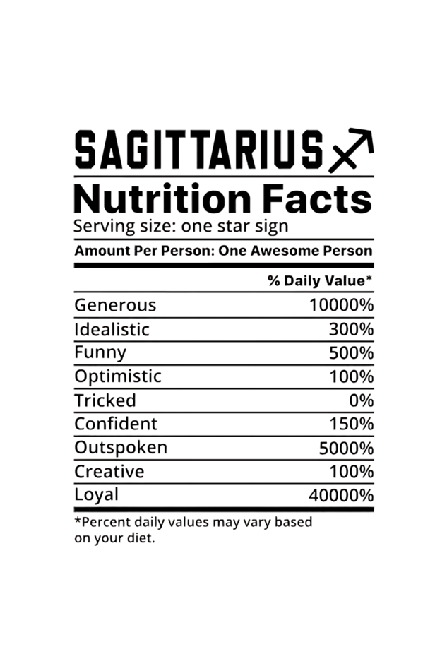 Sagittarius Nutrition Facts Unisex White T-Shirt