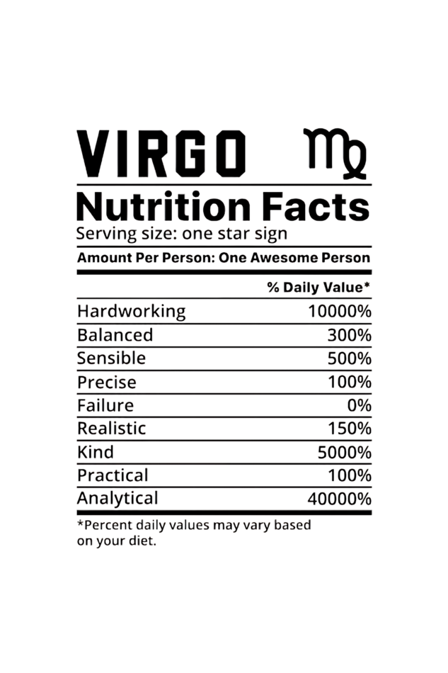 Virgo Nutrition Facts Unisex White T-Shirt