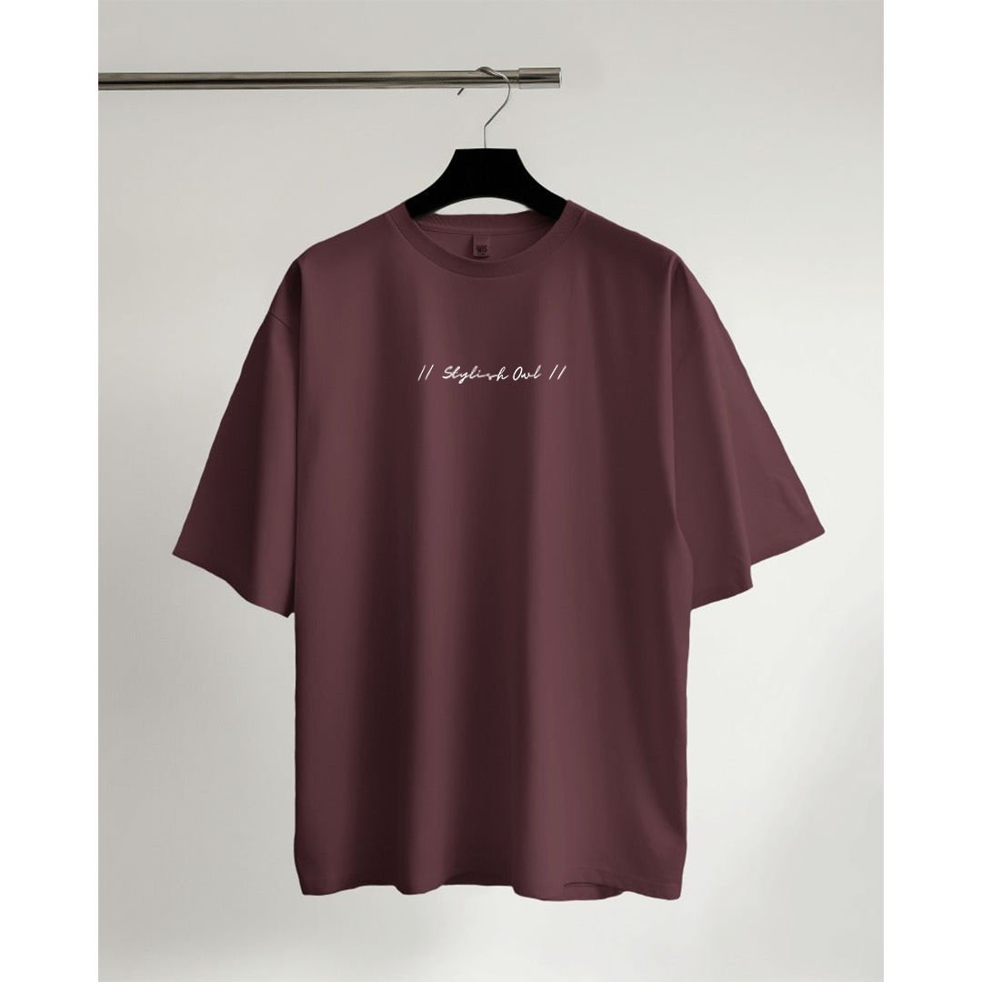 StylishOwl - Classic Oversized T-Shirt (Maroon)