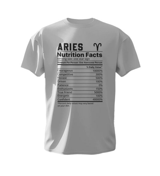 Aries Nutrition Facts Unisex White T-Shirt