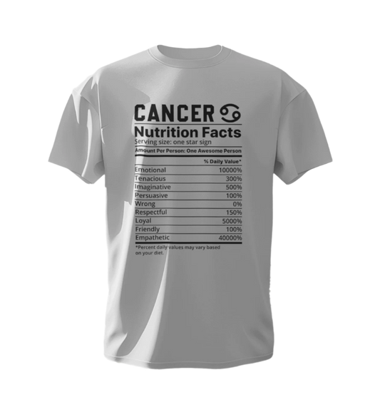 Cancer Nutrition Facts Unisex White T-Shirt