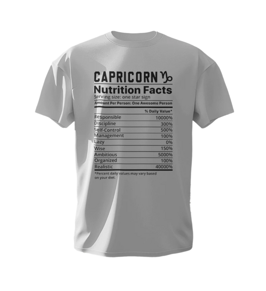 Capricorn Nutrition Facts Unisex White T-Shirt