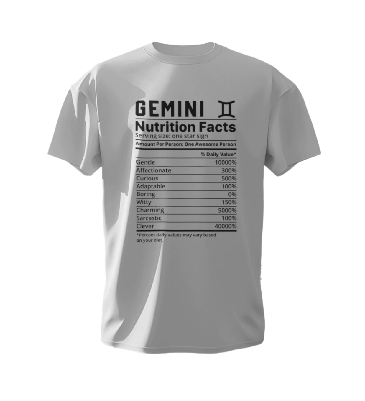 Gemini Nutrition Facts Unisex White T-Shirt