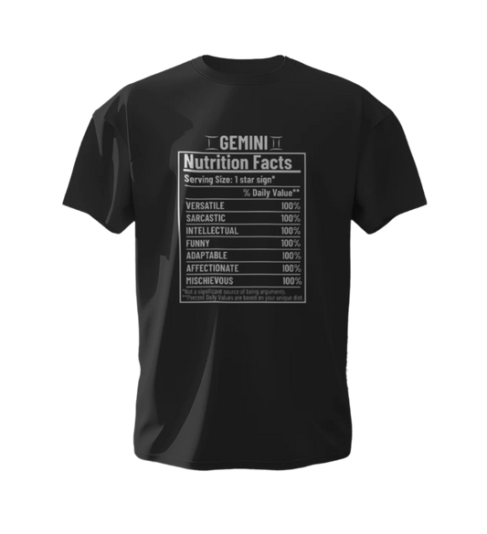 Gemini Nutrition Facts Unisex T-Shirt