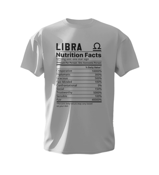 Libra Nutrition Facts Unisex White T-Shirt