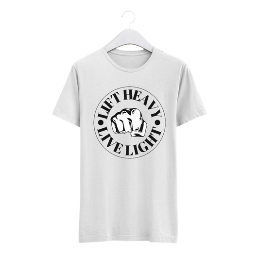 Lift Heavy, Live Light White Unisex T-shirt