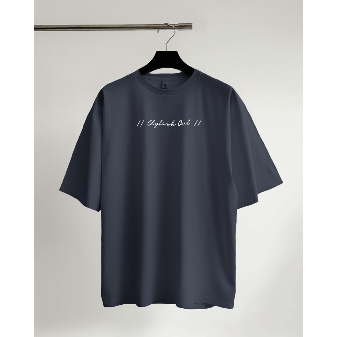 StylishOwl - Classic Oversized T-Shirt (Navy Blue)