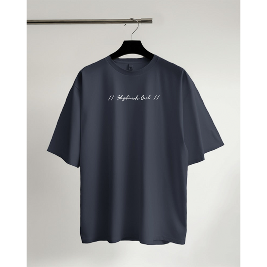 StylishOwl - Classic Oversized T-Shirt (Navy Blue)