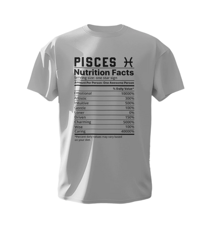 Pisces Nutrition Facts Unisex White T-Shirt