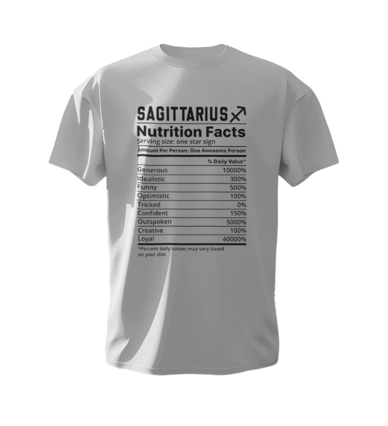 Sagittarius Nutrition Facts Unisex White T-Shirt