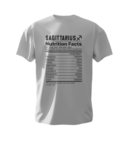 Sagittarius Nutrition Facts Unisex White T-Shirt