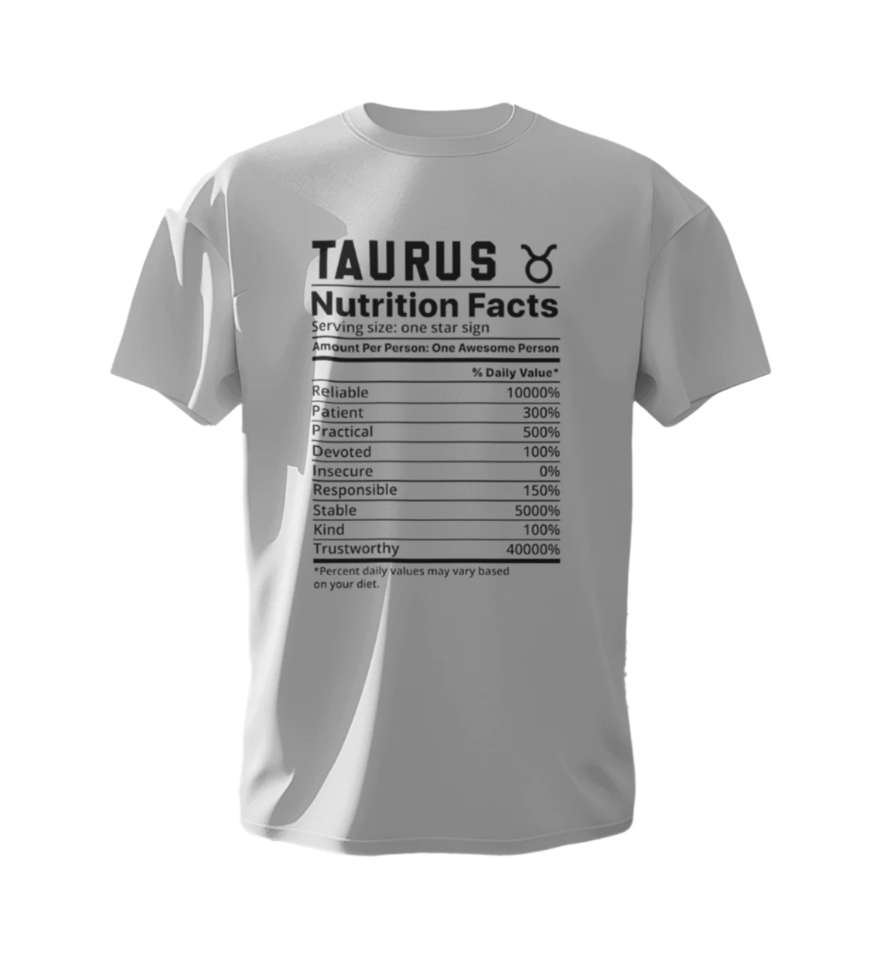 Taurus Nutrition Facts Unisex White T-Shirt